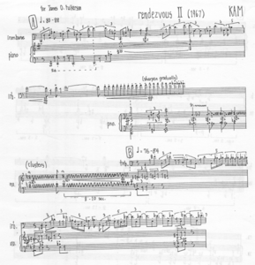 Score excerpt: Page 1 from "Rendevous II" (1967) by Dennis Kam